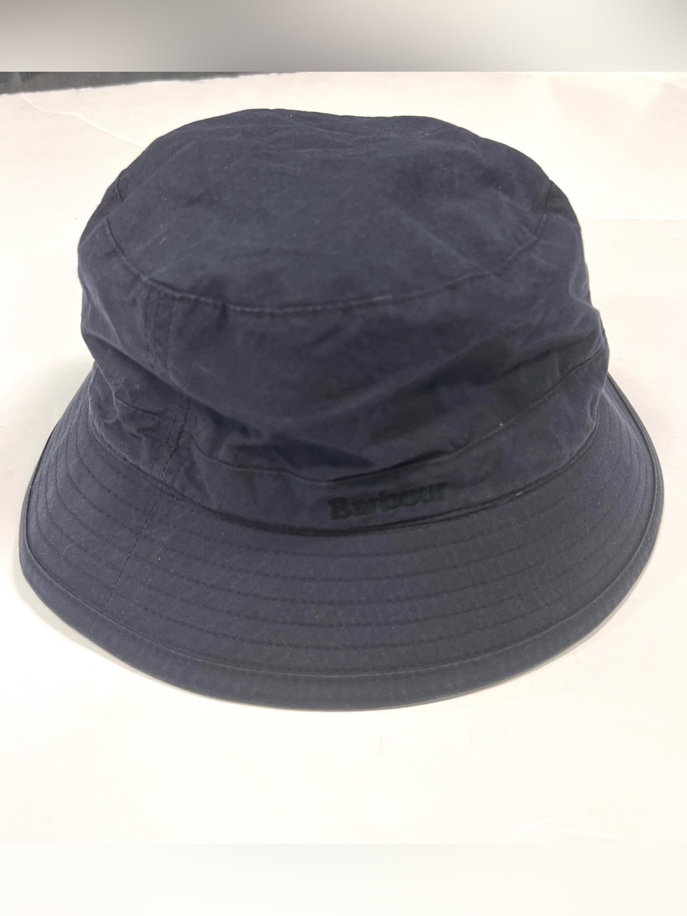 Barbour Waxed Cotton Bucket Hat Navy Blue Size XL Plaid Lined Outdoor